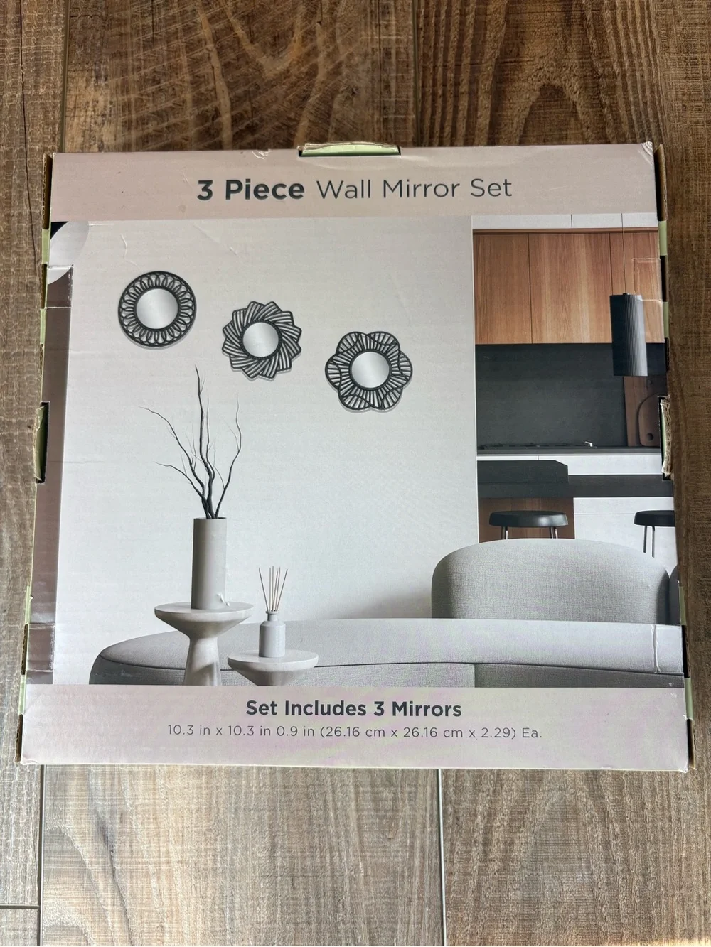 Willow Spring 3 Piece 10” Wall Mirror Set Daisy Black